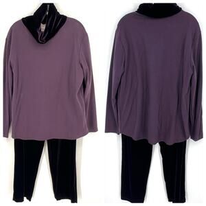 Coldwater Creek 2 Piece Pant Set Turtleneck Tunic and Velvet Pants Size XL
